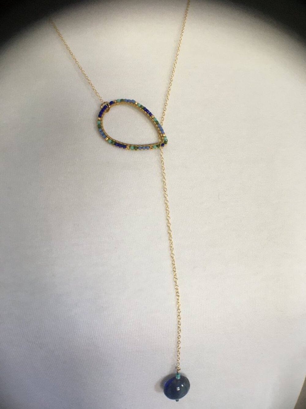 Blue Beaded Lariat